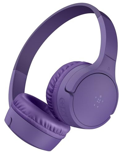 Belkin SoundForm Mini Casque Audio sans Fil pour Enfants avec Micro intégré (Circum-aural, autonomie de 30 h, pour Apprentissage, Voyages, Autocollants Amusants, pour iPhone, iPad, Galaxy, Violet)