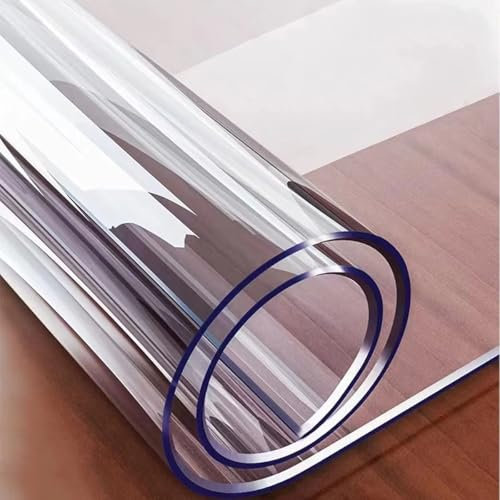 Tovaglia trasparente trasparente da 3 mm con bordo smussato, impermeabile, pellicola protettiva per tavolo su misura, 50 × 100 cm
