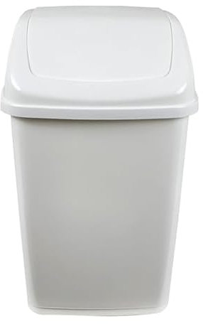 BH | SMALL Swing Bin 5 Liters | White | 1 Pc | Waste Bin, Durable, Lightweight Hinged Swing Lid for Kitchen, Office, and Home Use – Odor-Reducing Design - L 18.5 cm x W 15.5cm x H 29cm - By BEST HOUSE
