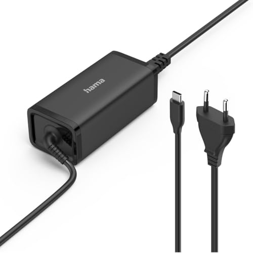 Hama USB C Netzteil 100W (universal für Laptop, MacBook, Tablet, Smartphone, Power Pack, Konsole, GaN Lader, Power Delivery 3.0, 5-20V, USB C Stecker, ideal als Ersatz Netzteil) schwarz