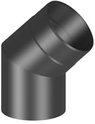 Ofenrohr/Rauchrohr Winkel/Bogen 45 Grad ohne Tür, Durchmesser 180 mm schwarz