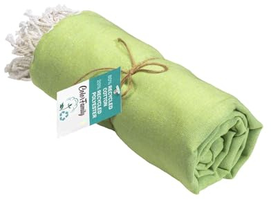 Colorfamily Telo Mare in Cotone Riciclato Telo Spiaggia 170X90cm Asciugamano da Spiaggia con Frange Idea Regalo Divertente Verde