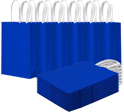 Gcardist 24PCS kleine Geschenk-Tasche mit Griffen Bulk 8.3x6 x3Inch Geschenk-Taschen Diamond Blue Taschen mehrere Verwendungen (15x8x21cm, kleine Größe)