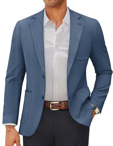 PJ PAUL JONES Casual Blazers för män två knappar kostym jacka smart skårat sportjacka, Denim blå, L