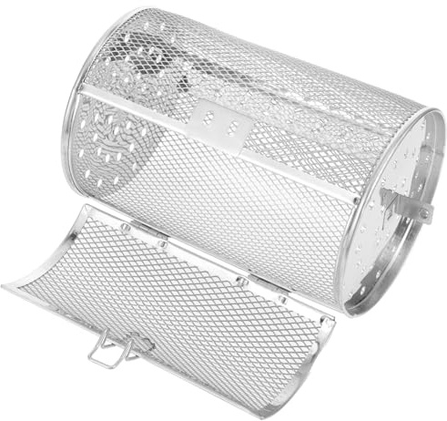Milisten Panier Rotisserie INOX pour Friteuse à Air Accessoire Cuisine avec Porte et Rotation pour Grillades Viandes Frites et Fruits de Mer