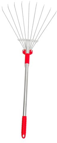 NOLITOY Rastrello per Foglie Portatile in Acciaio Inossidabile Rastrello da Giardino Retrattile per Prati e Arbusti Attrezzo da Giardinaggio Manuale per Pulizia Scavo
