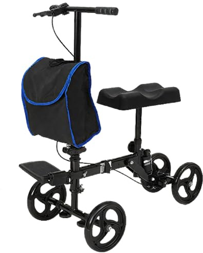 Knieroller Rollator Faltbar und Leicht mit Sitz Gehhilfe Gehbock Höhenverstellbar mit Tasche Praktisch für Unterwegs für Erwachsene mit Fußverletzungen