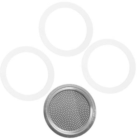 ULTECHNOVO Joint Silicone pour Cafetière Italienne Tasses Étanchéité Flexible et Filtre Inox Accessoires Compatibles Machine à Expresso Remplacement et Facile à Installer