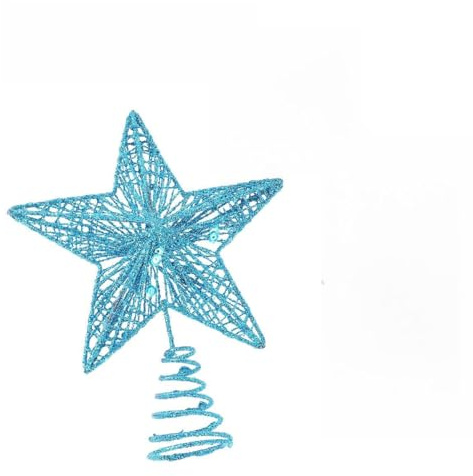 GANAZONO Stella Puntale per Albero di Natale in Ferro Resistente Blu Decorazione Natalizia Luminosa Antiruggine per Festa e Casa
