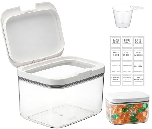 BAIFULAI 2.8L Waschmittel Aufbewahrung: Waschpulver Aufbewahrungsbox mit Messbecher, Waschpulverbehälter Organizer für Waschmittel, Wäscheperlen, Duftende Perlen, Mehl, Hundefutter, Katzenfutter