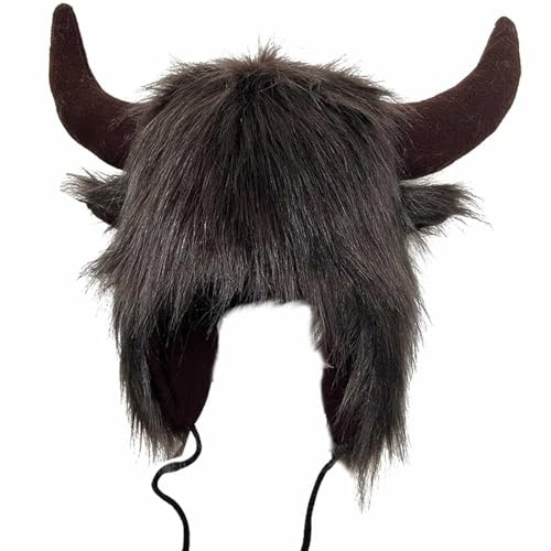 Générique Thanksgiving med horn, pälsörhängen, vinterhattar, oxansikte, fluffigt öronskydd, fleecehatt för barn 2 år, kaffe, One size