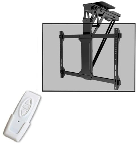 Soporte de techo para TV – Soporte motorizado para TV, movimiento completo, rotación de 360°, soporte de montaje de techo inclinable, se adapta a televisores de 32 a 75 pulgadas, ajuste de ángulo de 0