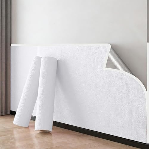 Revetement Mural Isolant Adhesif pour Décoration des Murs Intérieurs - Rouleau de Papier Peint Isolant Thermique et Anti Humidité Autocollant, Mousse de 3mm/5mm/7mm/9mm(White 9mm,50 x 1000 cm)
