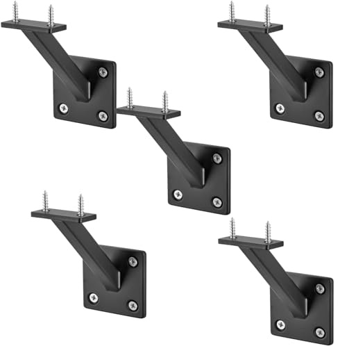SOTOOLS 5er Set Handlaufhalter BRACE 45° Stahl schwarz pulverbeschichtet 58 x 96 x 75 mm Geländerhalter eckig für Treppengeländer und Handläufe