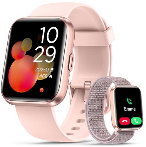 Quican Smart Watches for Women Men, 1.85 HD, Answer/Make Calls, Alexa | Fitness Watch with Heart Rate Sleep SpO2 Monitor, 120 Sport Modes, 3ATM Waterproof Compatible with iPhone & Android, 2 Straps