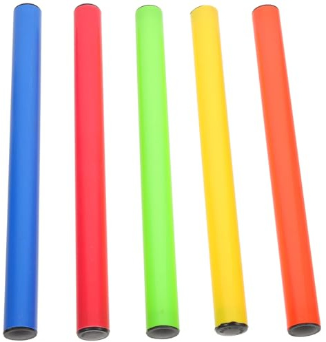 RORPOIR Bâtons de Relais de Course, Lot de 5 en Plastique Léger | Bords Lisses, Passage Facile, pour École et Sports, Garçon et Filles et Adultes, Usage Extérieur