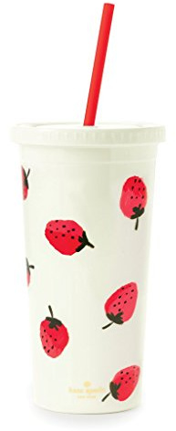 Kate Spade New York tumbler mit stroh, erdbeeren