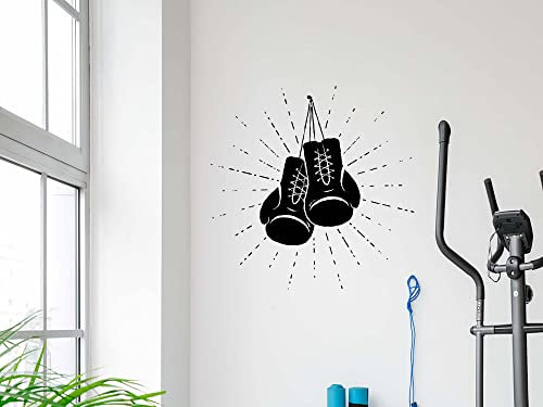 Vinilo Decorativo Transparente Pared Guantes Boxeo | Varias Medidas 100x100cm | Pegatina ahdesivas Transparentes Decorativa de Diseño Elegante