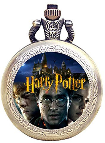 Taport® Taschenuhr mit Harry-Potter-Gravur, Quarz-Taschenuhr, bronzefarben, inkl. Ersatzbatterie und Geschenkbeutel