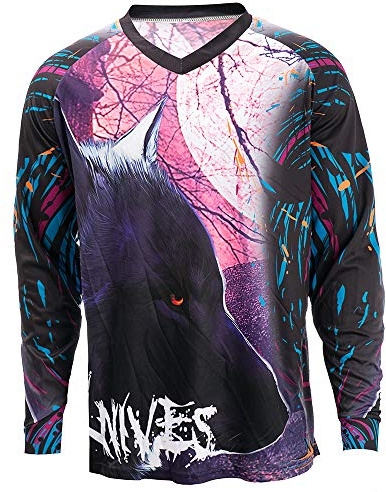 JPOJPO Men's Cycling Jersey MTB T Shirt Long Sleeve Mountain Bike Motorcycle Bicycle Clothes Anti-UV XL Black Pink