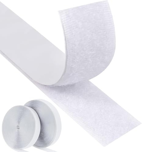 Faburo 8 Metros*20 mm Hook y Loop Bandas Autoadhesivo x 2, Adhesivo Doble Cara Fuerte x 2, de vuelta Auto adhesivo cinta rollo, para Organizar Escritorios, Alfombras, Marcos de Cuadros o DIY, etc