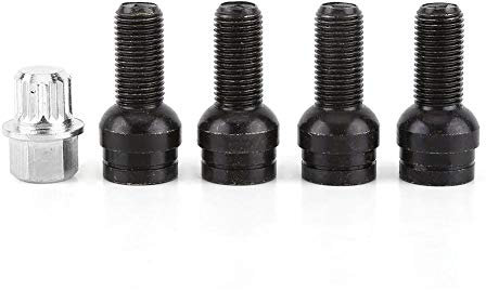 Juego de pernos de rueda M14 x 1.5 mm y tuerca de seguridad, 4 piezas de acero negro Especificaciones originales de fábrica Pernos de rueda