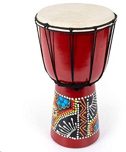 Kmise Djembe African Hand Drum Mahogany Standard Goat Skin Drumhead (6 inch)