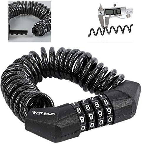 letuxiashop Fahrradschloss, Digitales Zahlenschloss Tragbares Mini-Schloss Kabelschloss Können für Kinderroller, Fahrrad, Mountainbike Usw.Sicherheit und Diebstahlschutz auf 150 cm Erweitert Werden