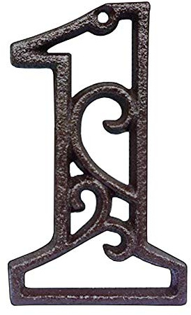 INCREWAY Hausnummer aus Gusseisen, 11,2 cm, geschnitzt, dekorative Eisen-Hausnummer, Retro, Gusseisen, Postnummern für Café, Bar, Restaurant (1)