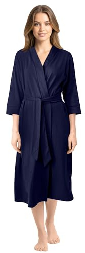 NY Threads Robe de Chambre Luxueuse en Coton Tricoté Léger pour Femmes (Medium, Marine)