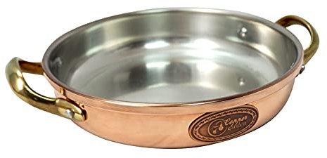 Copper Garden Kupfer Schmorpfanne 28 cm mit Griffen I lebensmittelecht verzinnt: Ideale Wärmeleitung/-verteilung I hoch & stabil zum Braten, Überbacken, Servieren etc.