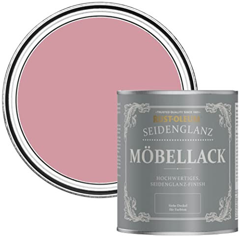 Rust-Oleum rosa Möbelfarbe mit Seidenglanz-Finish, geruchsarm und wasserbasiert für Innenholz - Altrosa 750ML