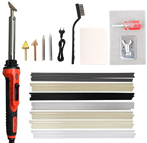 Lötkolben Set, Kunststoff Schweißen, 80W Kunststoff Schweißgerät Set Kunststoff Reparatur Maschine für Auto Stoßstange/Teile, mit 2 Lötkolbenspitze, Schweißstäbe, Heißeisenständer