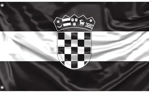 Kroatien schwarze Flagge | Einzigartiger Designdruck | Hergestellt in der EU (90 x 150 cm)