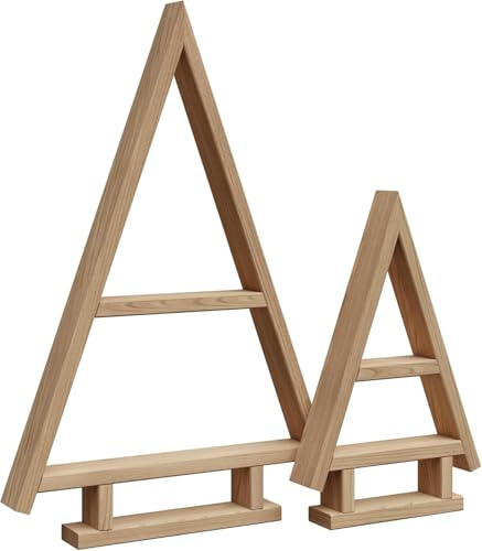 Floranica Handgemacht Holz Baum Weihnachtsbaum Tannenbaum - 2er-Set - Weihnachtsdeko Holzweihnachtsbäume Weihnachten Christbaum aus Holz zum Dekorieren Weinachtsdekorationen Nicht behandelt
