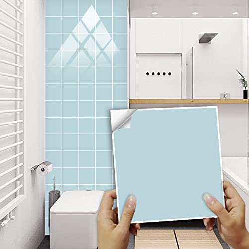 Fliesenaufkleber Bad 15x15 CM Hellblau 3D Selbstklebende Deko Wandaufkleber Fliesensticker für Küche und Badzimmer Vinyl Selbstklebend Wasserdichtküchenrückwand（10 Stück）