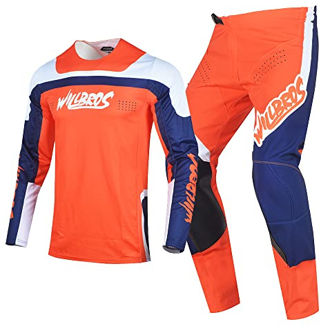 Willbros Masculino Pantalones de Jersey Camiseta de Motocross Bicicleta Todoterreno Todoterreno MX Traje Montar en Bicicleta Adultos