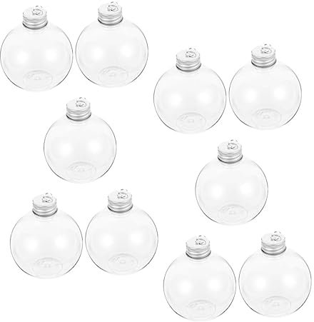 GOOHOCHY 10 Stück befüllbare Weihnachtsbaum-Ornamente, Wasserflasche, Glühbirnenform, Anhänger für Süßigkeiten und festliche Dekoration, bruchsichere Dekorationen