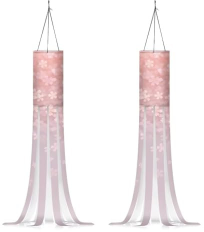 Jeiento Rosa Sakura Windsack, Set mit 2 langlebigen Windsocken für draußen, für Hof, Terrasse, Garten, Weg, Party, Dekoration, Windsack, Flagge, 101,6 cm