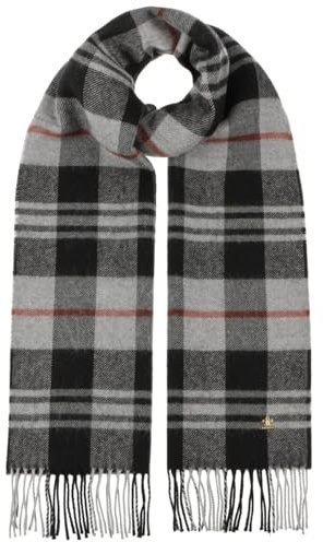 LIERYS Classic Check Wollschal - Schal mit Karomuster - Fransenschal für Damen und Herren - Herbst/Winter schwarz One Size