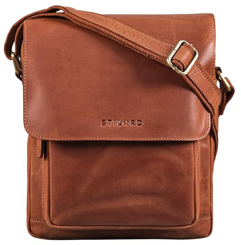 STILORD Ragnar Kleine Umhängetasche Herren Leder Herrenhandtasche zum Umhängen Schultertasche Männer Tablet Tasche Messenger Bag Tasche klein Echtleder Farbe:Andorra - braun