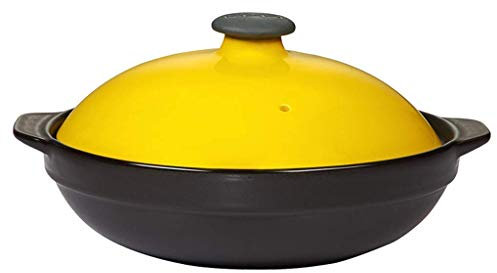 CUNTO Olla de Barro Cazuela de Cerámica Olla Plana con Recubrimiento Antiadherente y Tapa Grande para Estofado a Lento (G 2,4 L)