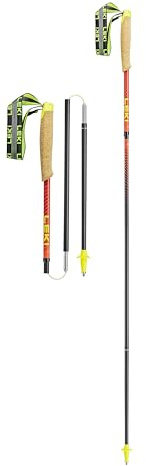 LEKI Neotrail Pro FX.One Superlite Carbon Faltbare Leichte Trekkingstöcke für Wandern & Trail Running - Naturalcarbon-Brightred-Rubyred - 130 cm