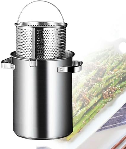WQZStar Marmite à Vapeur pour Asperges 5L, cuiseur à pâtes en Acier Inoxydable 304 avec Panier passoire pour la Cuisine Domestique, Le Restaurant