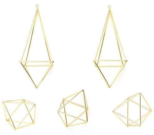 pflanzenständerLuftpflanzenhalter, 5 Packungen, Metalldekoration, moderner geometrischer Aufhänger, hängender Luftpflanzen-Pflanzgefäß, Tischplatte, Siebständer