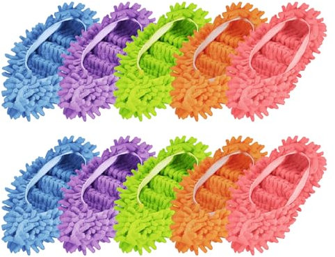 Decorniqu Lot de 5 paires de grands chaussons lavables microfibre réutilisables pour nettoyage