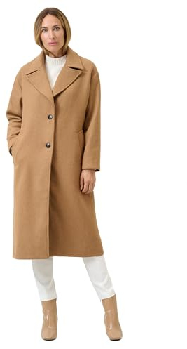 RICANO Tiziana – Damen Wollmantel mit Reverskragen, Knopfverschluss und 60% Wolle – Zeitlose Eleganz für Frühling & Herbst (DE/NL/SE/PL, Alphanumerisch, M, Regular, Regular, cognac)