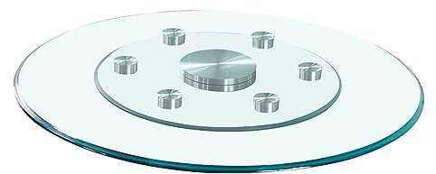 DONGGANSHI Transparenter Lazy Susan-Drehteller aus Glas mit Schwenkhilfesystem, rundes Tafelaufsatz-Tablett mit großem Servierteller für Esszimmerpartys, sanfte Schwenkfunktion (Farbe: Klar,