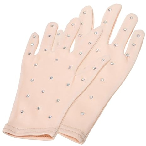 GAROZATION Pailletten Handschuhe Für Mädchen Magischer Bühnenhandschuh Aus Flexiblem Hautfarbenem Material Atmungsaktiv Und Dehnbar Eiskunstlauf Partyhandschuhe Für Tanz Und Performance