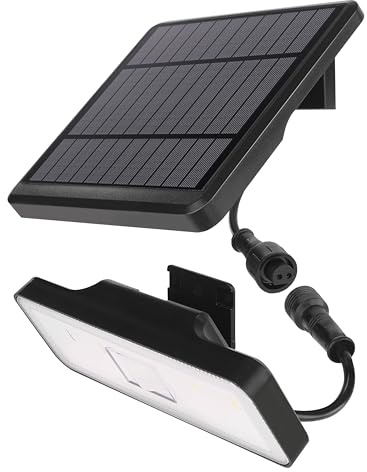 EMOS - LED Solarlampe SUNNO für Außen mit Bewegungsmelder - Solar Wandleuchte für Haus/Garten mit 1,8m Kabel - 120° Sensor-Reichweite 6m - 3 Lichtmodi, Helligkeit max. 1300lm, Neutralweiß - schwarz